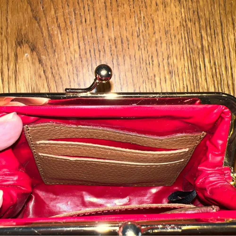 Dooney & Bourke Pebble Leather Small Framed Kisslock Purse French Caramel - Picture 5 of 7